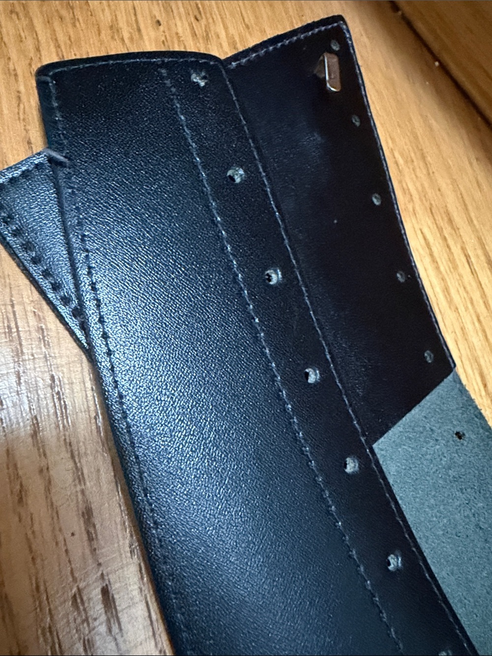 VTG Black Leather Asymmetrical Hip Belt Wide Wrap Cinch Statement OS - Picture 6 of 12